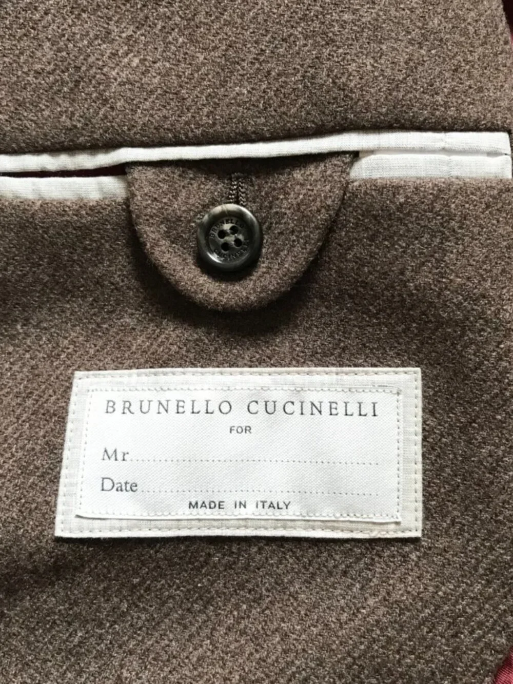 Brunello Cucinelli Sport Coat Jacket Blazer Mens 52 40 Brown Wool Silk Cashmere